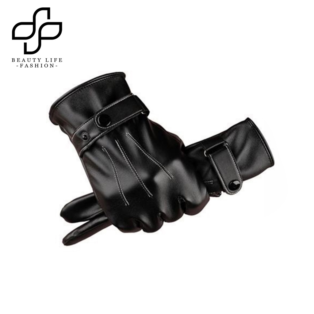 1 Đôi Găng Tay Da Giữ Ấm Chống Gió Bảo Vệ Ngón Tay Khi Lái Xe Hàng Ngày