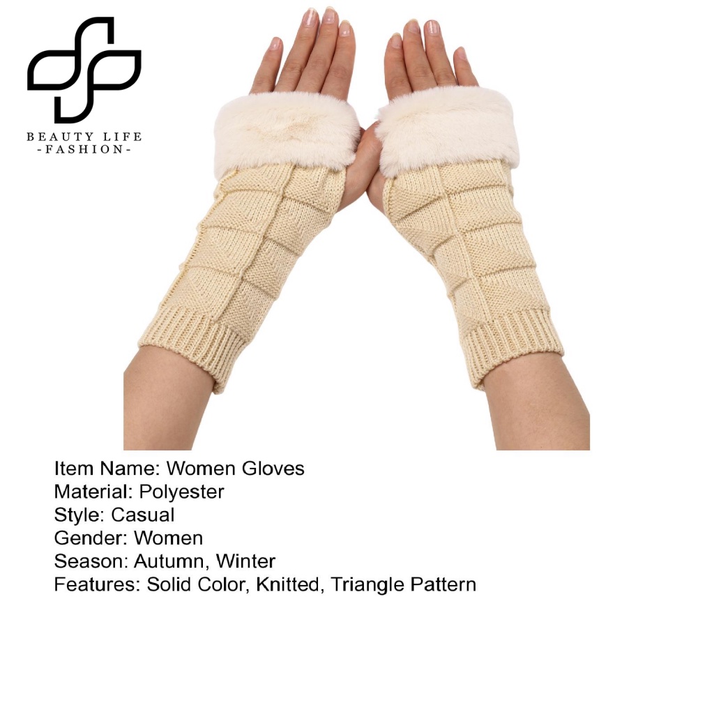 1 Đôi Găng Tay Hở Ngón Họa Tiết Tam Giác Thời Trang Thu Đông Cho Nữ