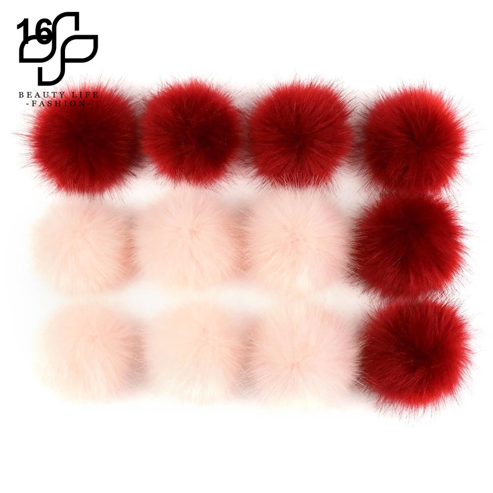 Set 12 Quả Cầu Lông Giả Tự Nhiên Dùng Trang Trí Giày Dép DIY