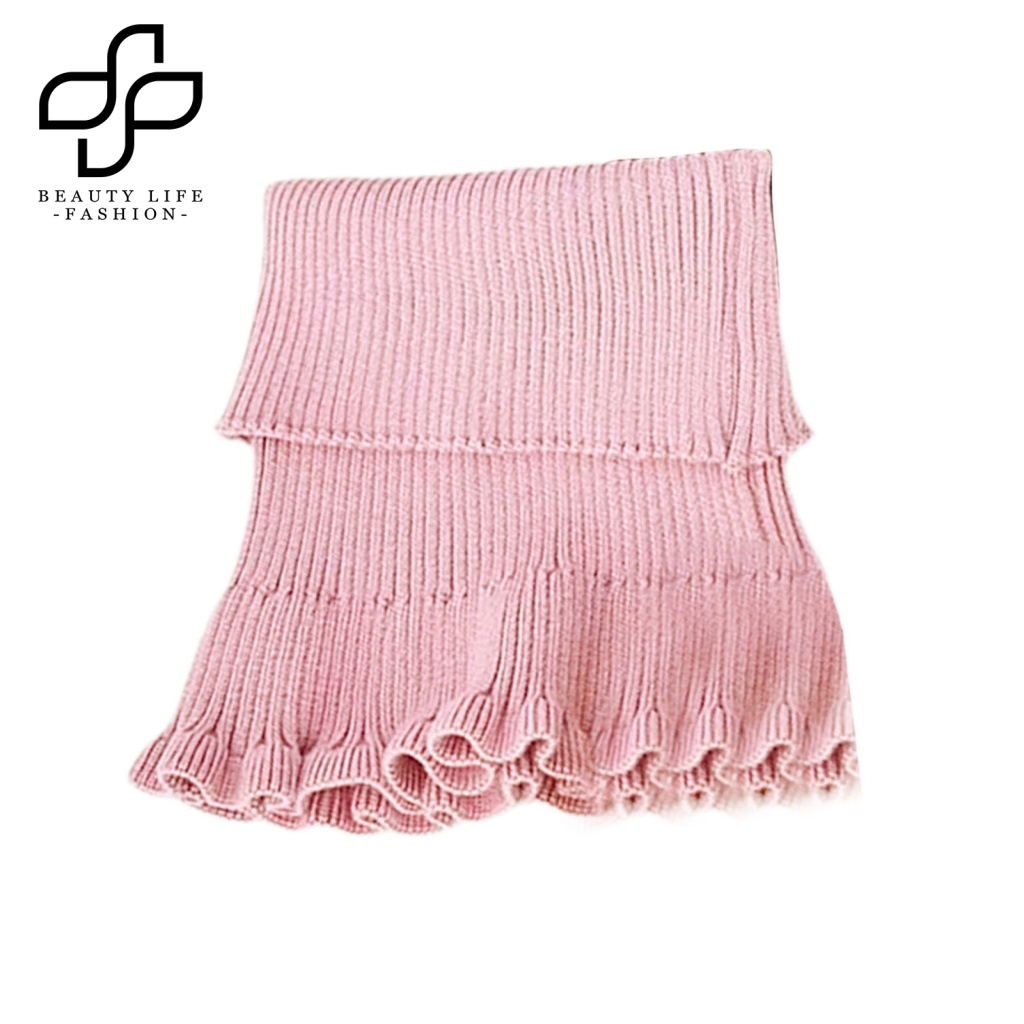 Khăn Choàng Cổ Dệt Kim Viền Bèo Chống Gió Thời Trang Thu Đông