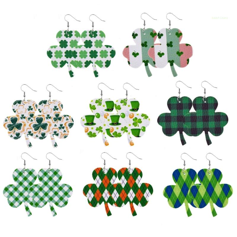 Set 8 Khuyên Tai Hình Cỏ Bốn Lá Phong Cách Ai-Len Thời Trang Cho Nữ