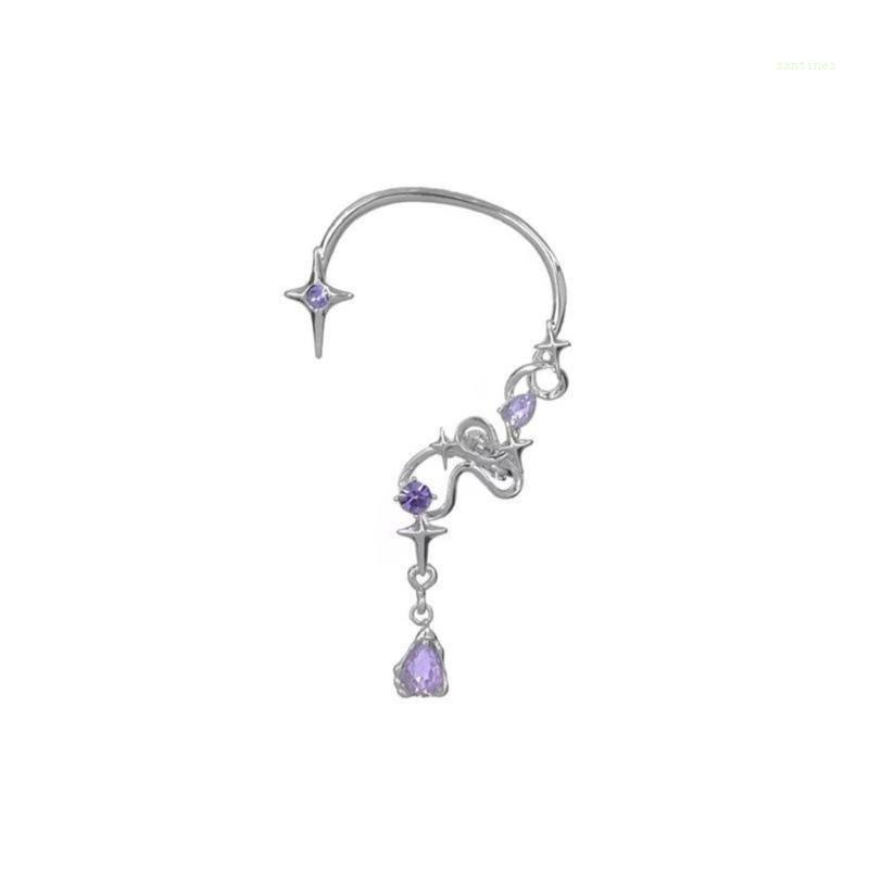Khuyên Đeo Vành Tai Không Xỏ Lỗ Hình Ngôi Sao Màu Tím Thời Trang Thanh Lịch