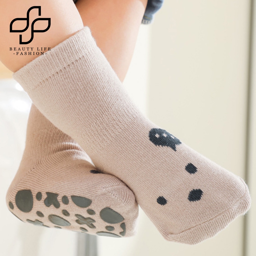 1 Đôi Vớ Cotton Siêu Mềm Chống Trượt Màu Trơn Cho Bé