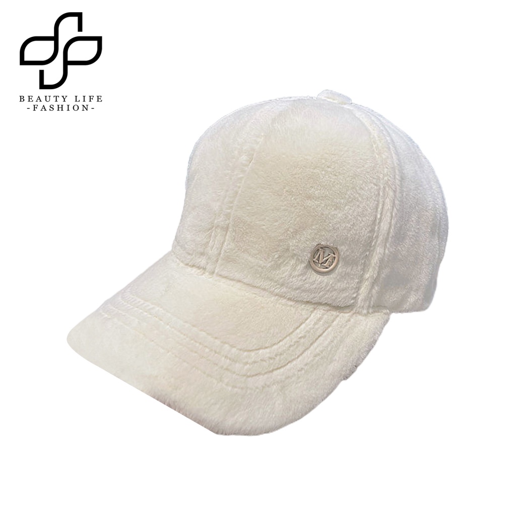Mũ Lưỡi Trai Màu Trơn Viền Lông Cừu Có Thể Điều Chỉnh Giữ Ấm Phong Cách Hip hop