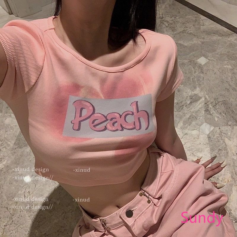 Áo Croptop Tay Ngắn Cổ Tròn In Họa Tiết Phong Cách Nhật Bản Thời Trang Mùa Hè Cho Nữ