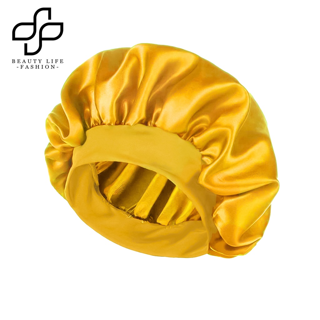 Mũ Trùm Tóc Bằng Satin Mỏng Co Giãn Không Vành Gấp Lại Được Màu Sắc Trơn Dành Cho Nam Nữ