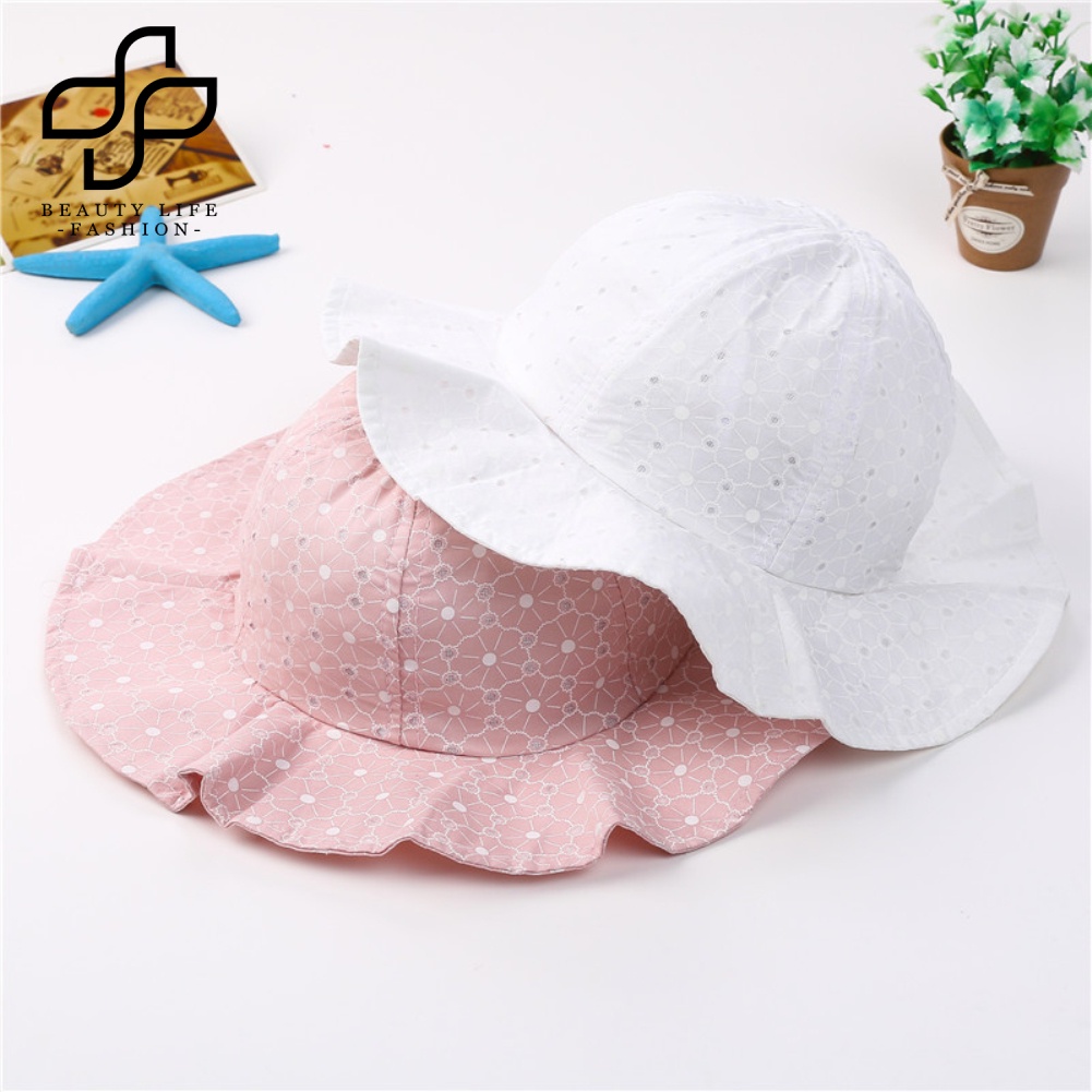 Nón Rộng Vành Chống Nắng Bằng Vải Cotton Thời Trang Dành Cho Bé Gái