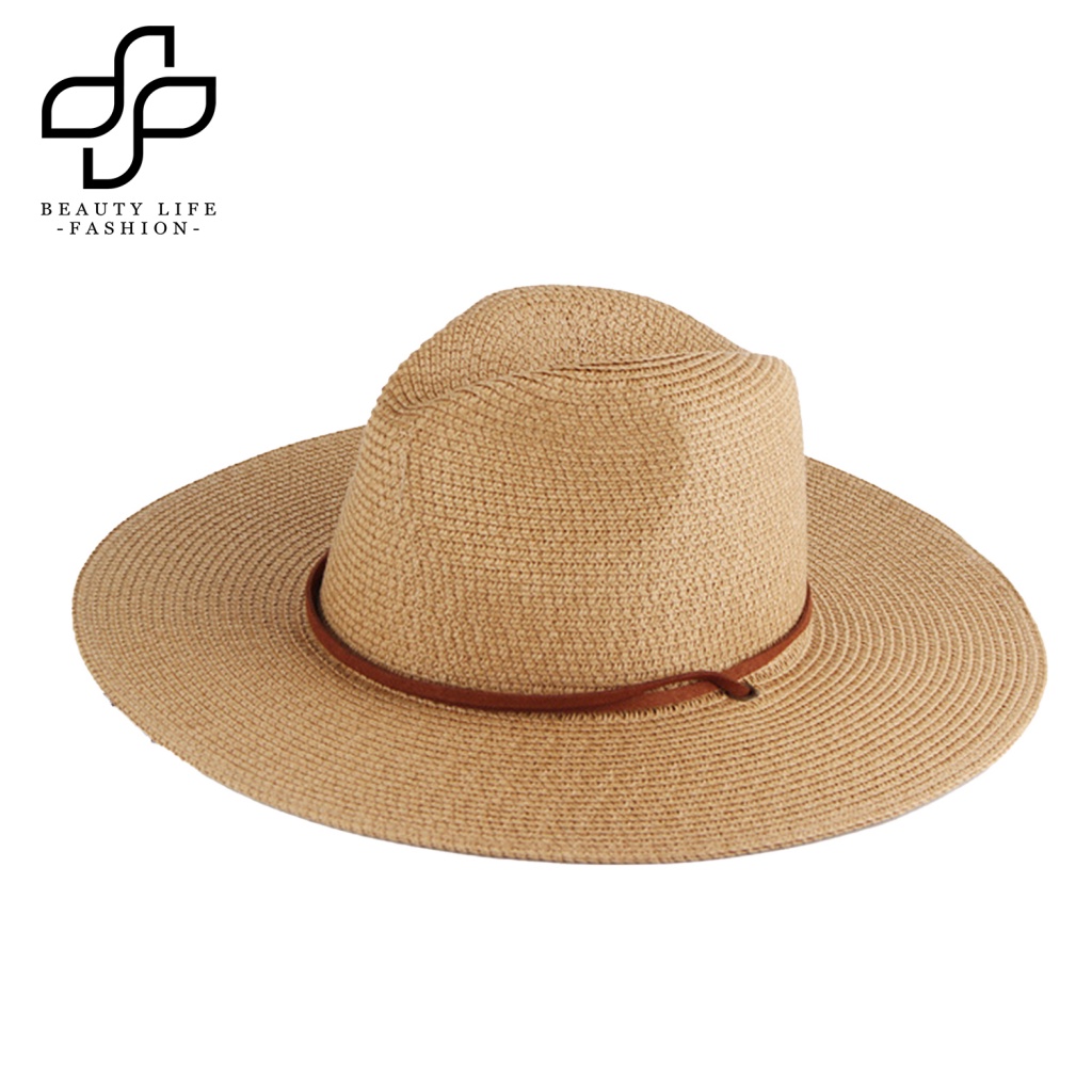 Mũ Cói Rộng Vành Chống Nắng / Gió Màu Trơn Điều Chỉnh Được Thời Trang Unisex