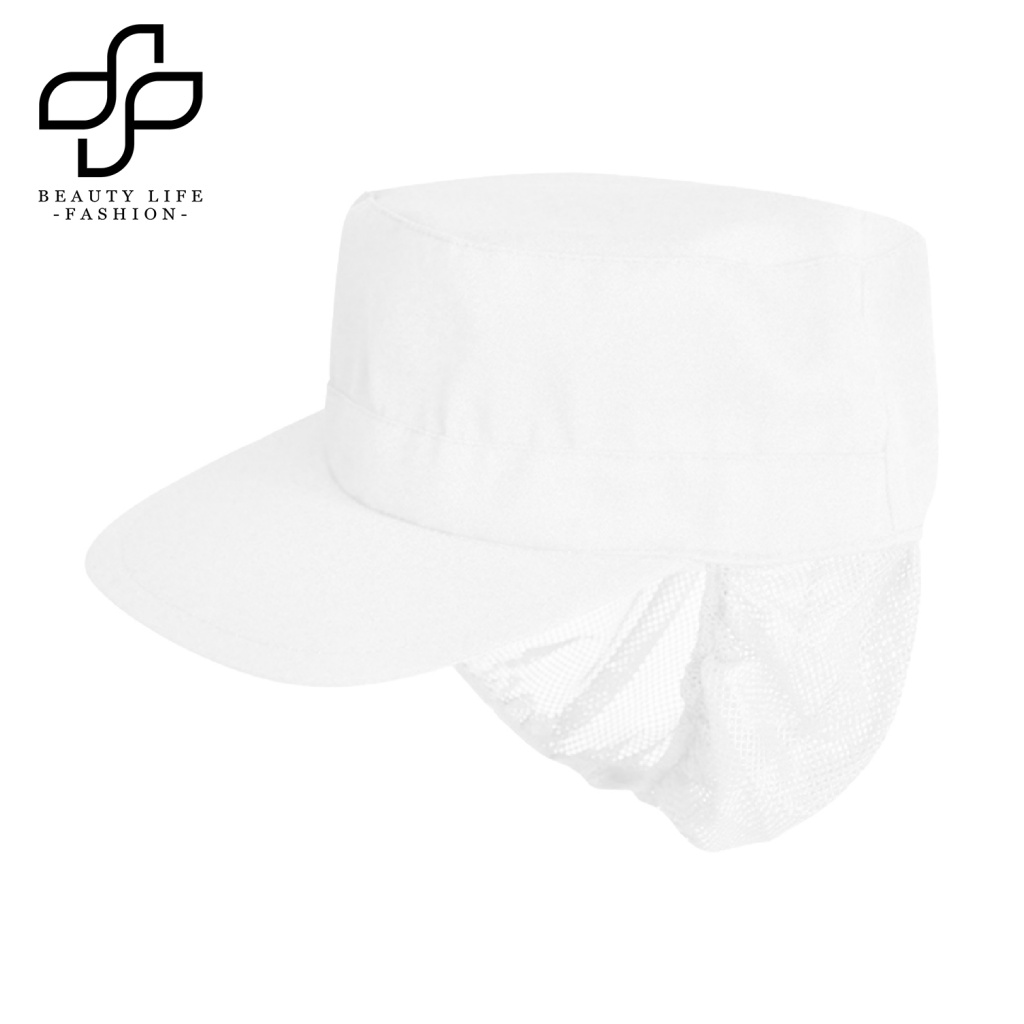 Mũ Đầu Bếp Bằng Cotton Lưới Thân Thiện Với Da Màu Trơn Thời Trang