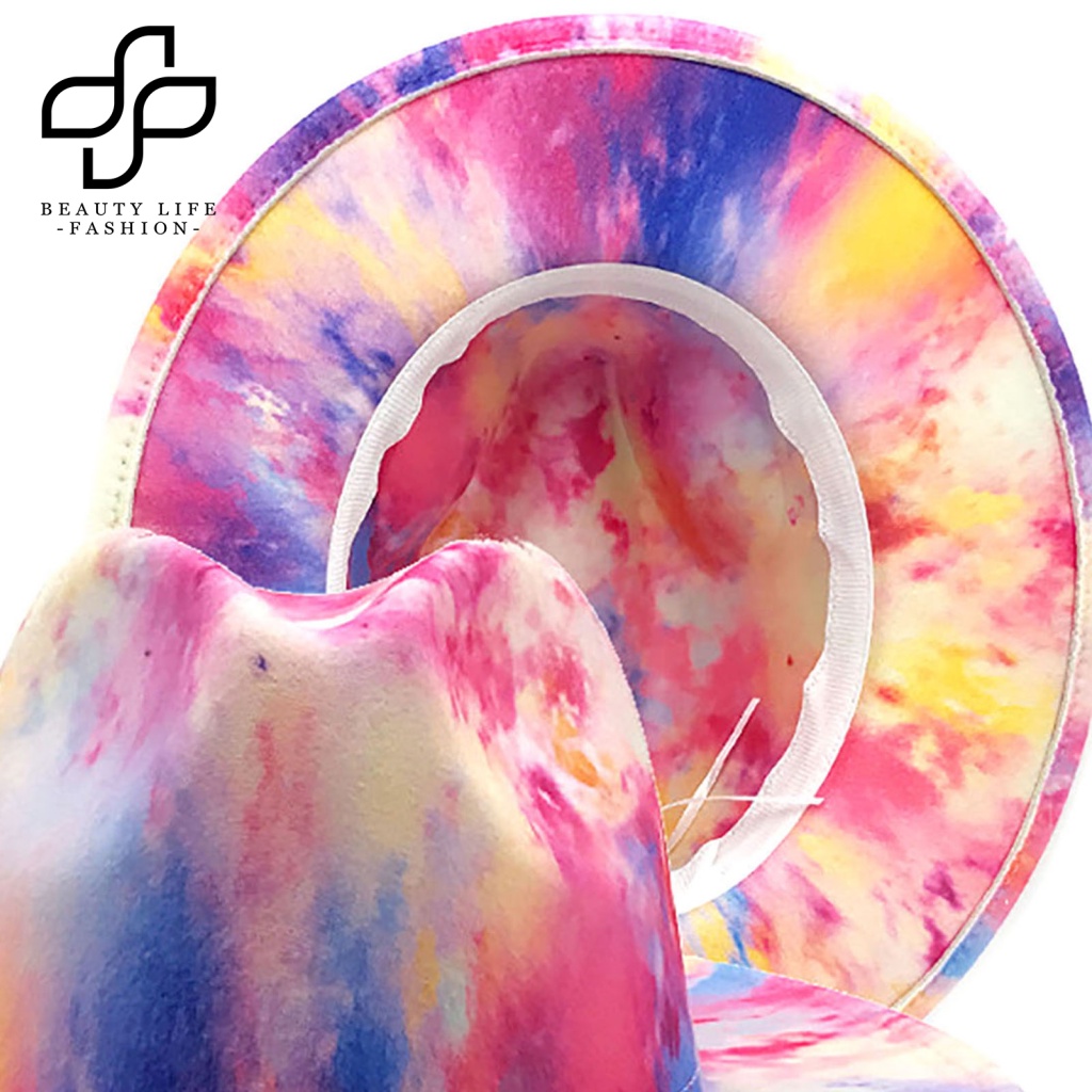 Nón Fedora Vải Nỉ Hai Mặt Nhuộm Màu Chống Nắng Cho Nữ