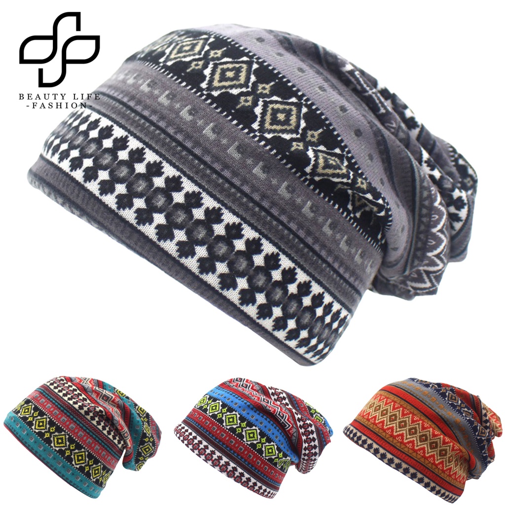 Mũ Beanie Dệt Kim Unisex Co Giãn Giữ Ấm Cổ In Họa Tiết Đầu Lâu Cổ Điển Mùa Đông Bảo Vệ Cổ Cho Hoạt Động Ngoài Trời