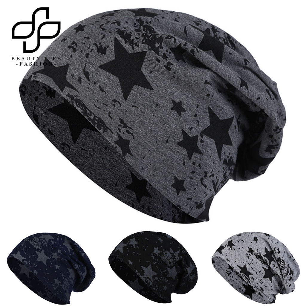 Mũ Beanie Hai Lớp Co Giãn Thoáng Khí Giữ Ấm Thoải Mái In Họa Tiết Ngôi Sao Năm Cánh Thời Trang Xuân Thu Cho Nam Và Nữ