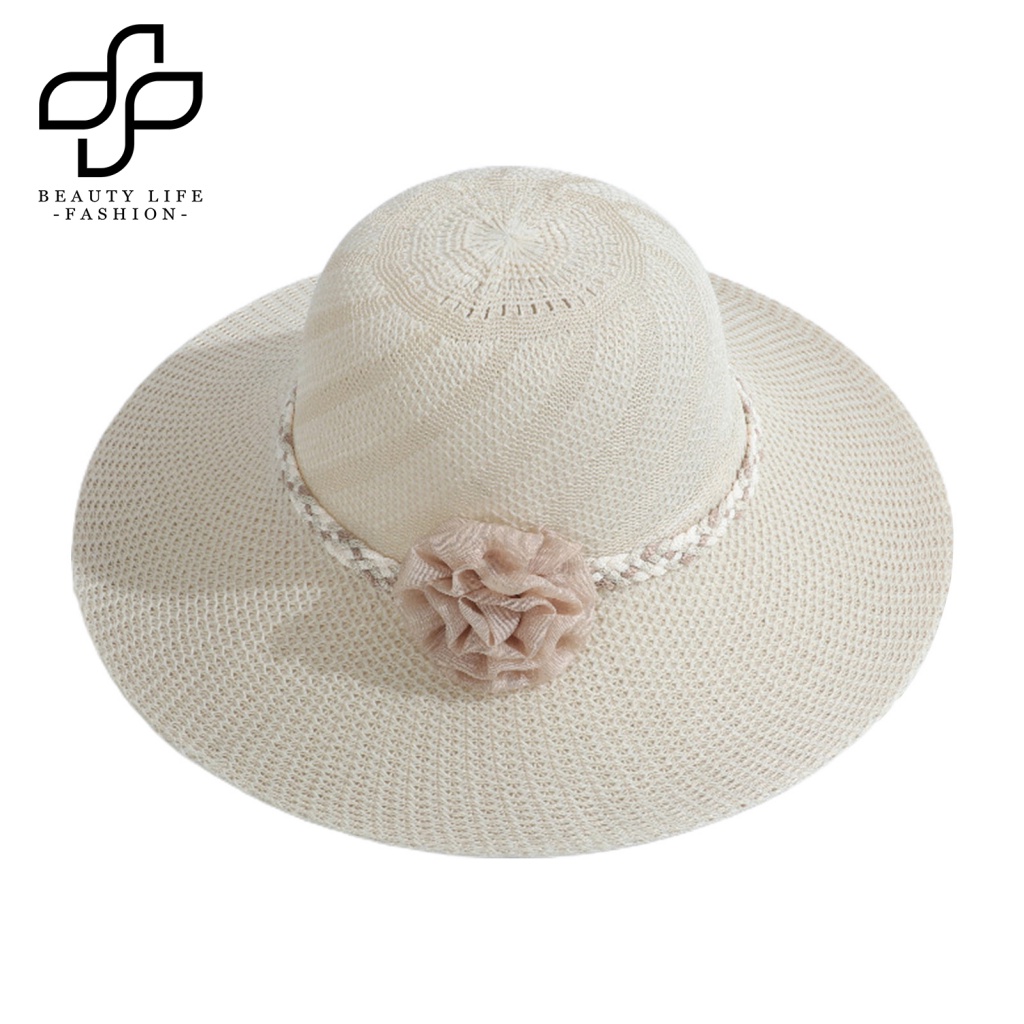 Nón Rộng Vành Phối Lưới Màu Sắc Thời Trang Cho Nữ