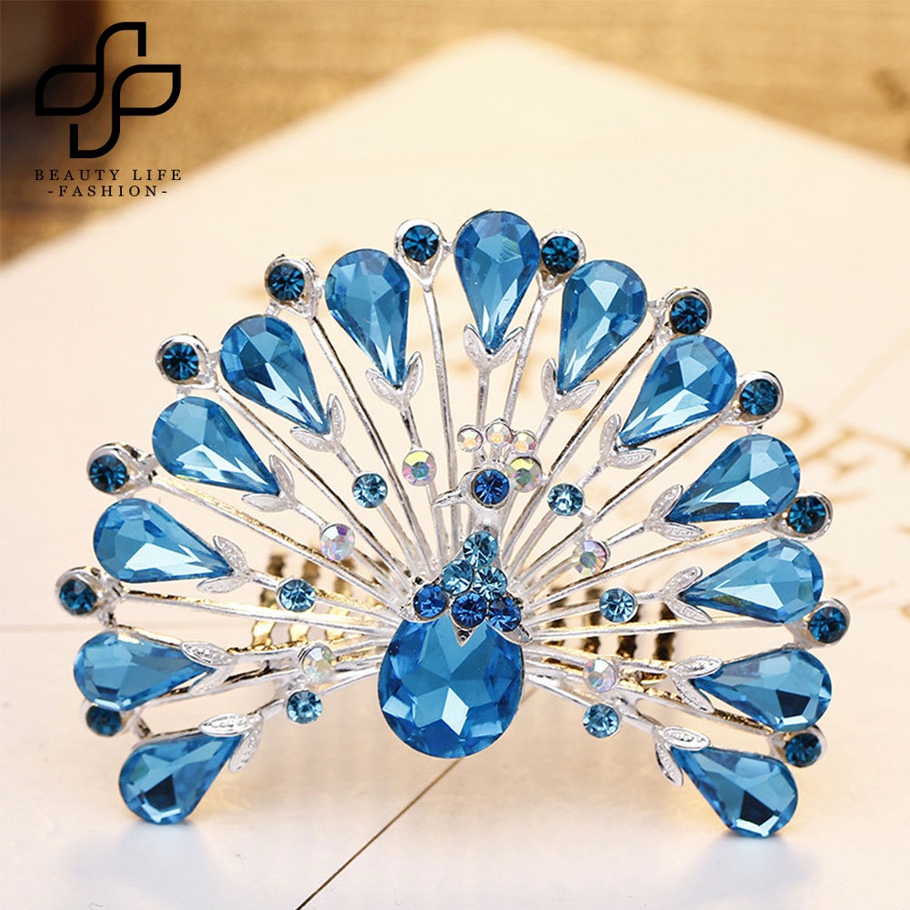 Lược Cài Tóc Hình Chim Công Đính Đá Thời Trang Cho Nữ