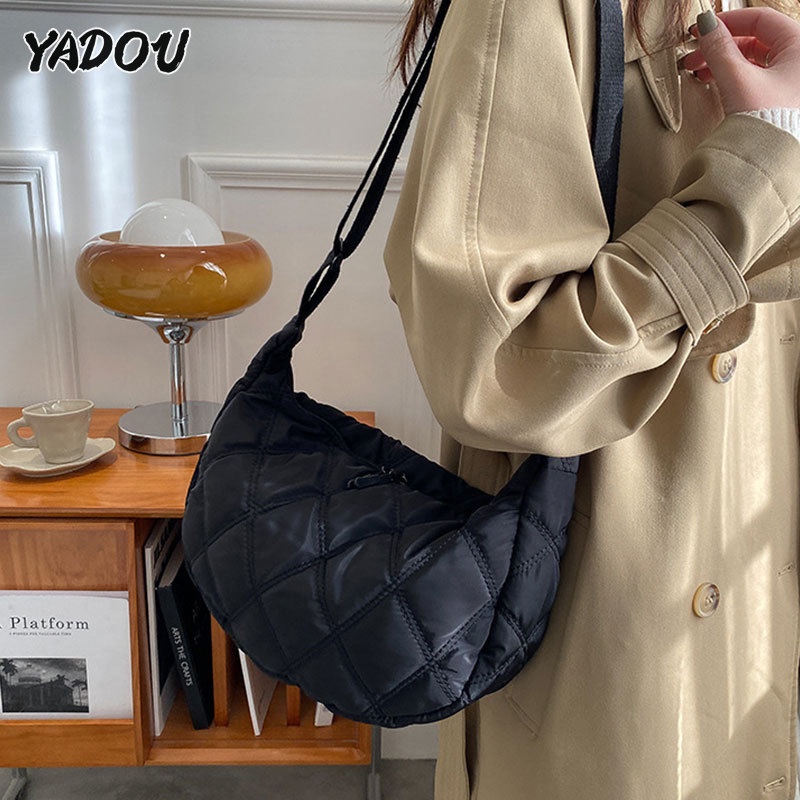 Yadou cos Túi Xách Đeo Chéo Hình Kim Cương Lấp Lánh Có Dây Kéo Thời Trang Hàn Quốc Cho Nữ