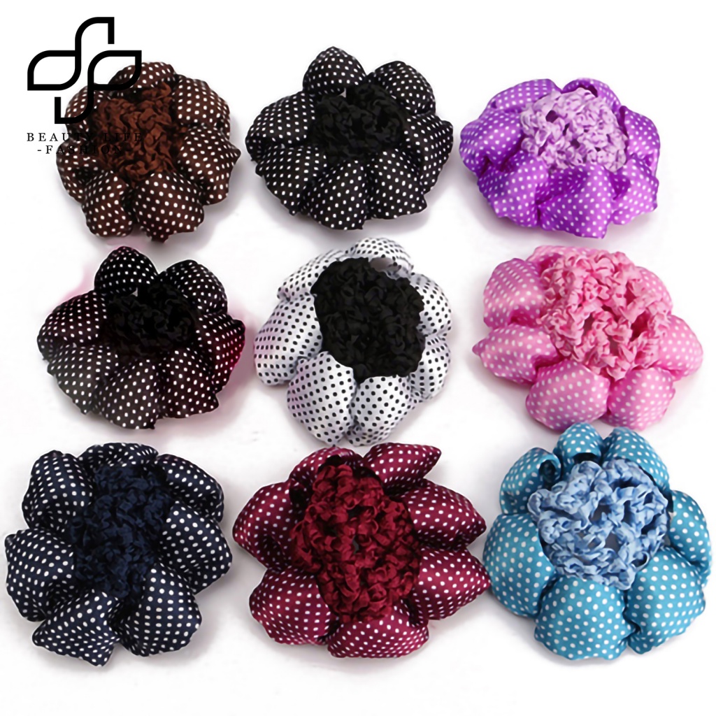 Lưới Búi Tóc Co Giãn Họa Tiết Chấm Bi Dành Cho Nữ