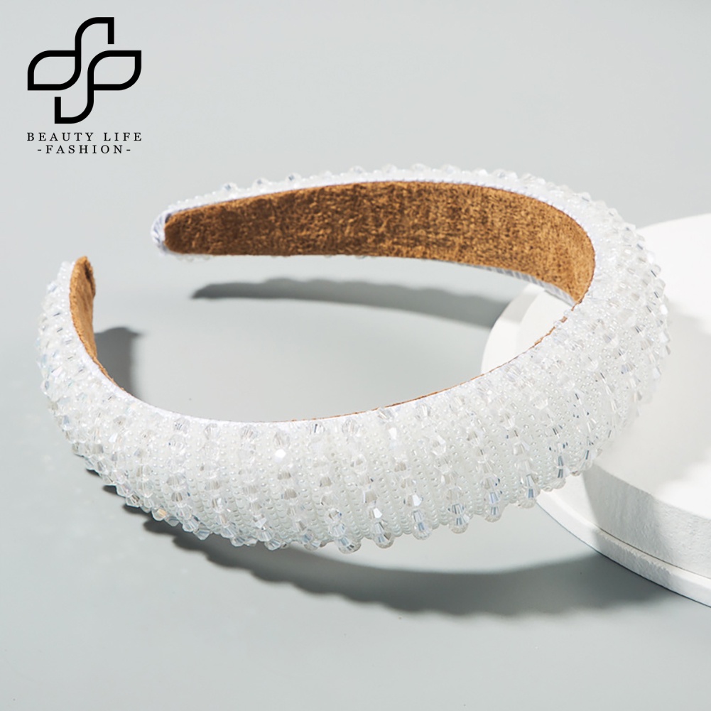 Băng Đô Bện Thủ Công Đính Hạt Pha Lê Giả Sang Trọng Cho Nữ