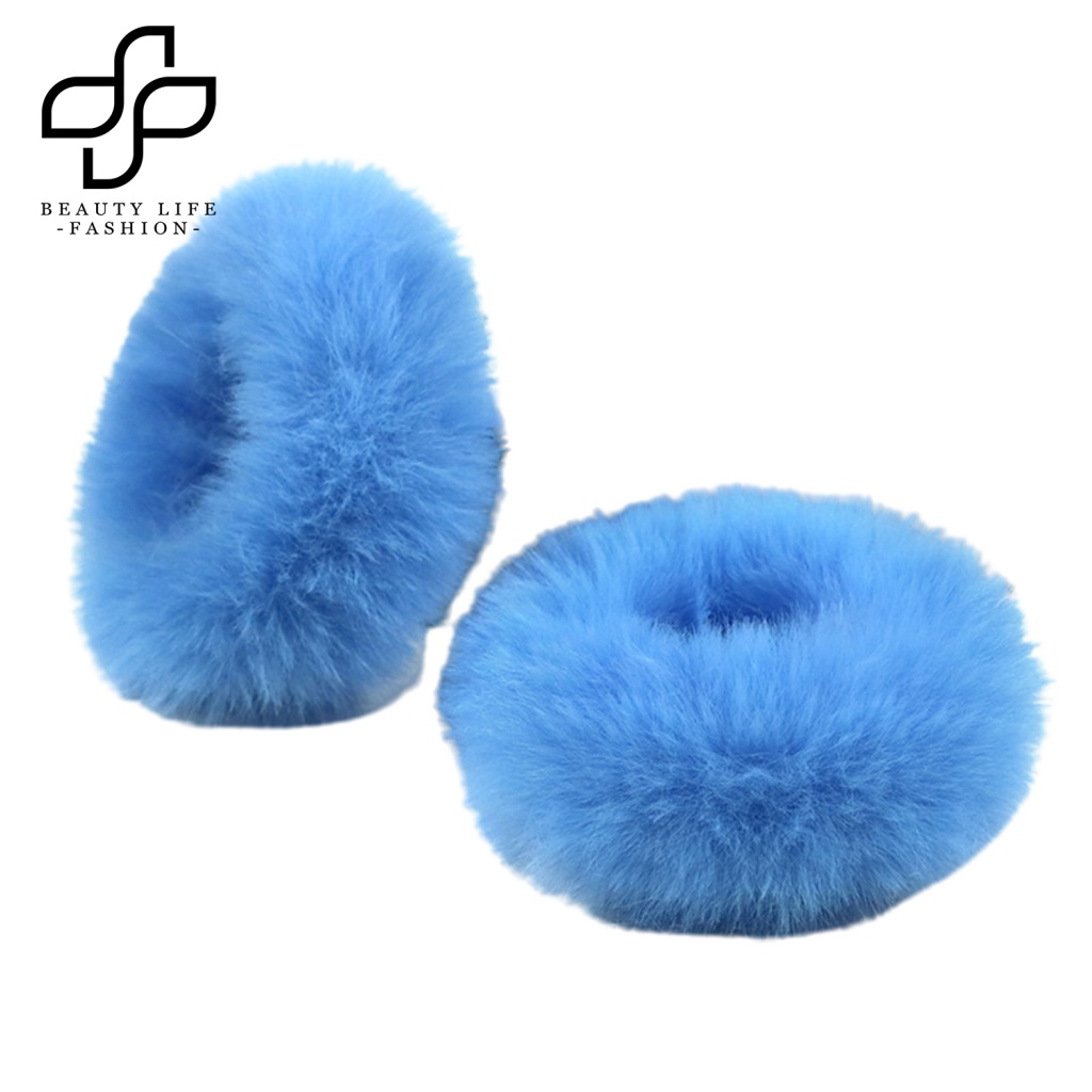 Bộ 2 Dây Cột Tóc Lông Thỏ Giả Màu Sắc Tươi Sáng Đơn Giản