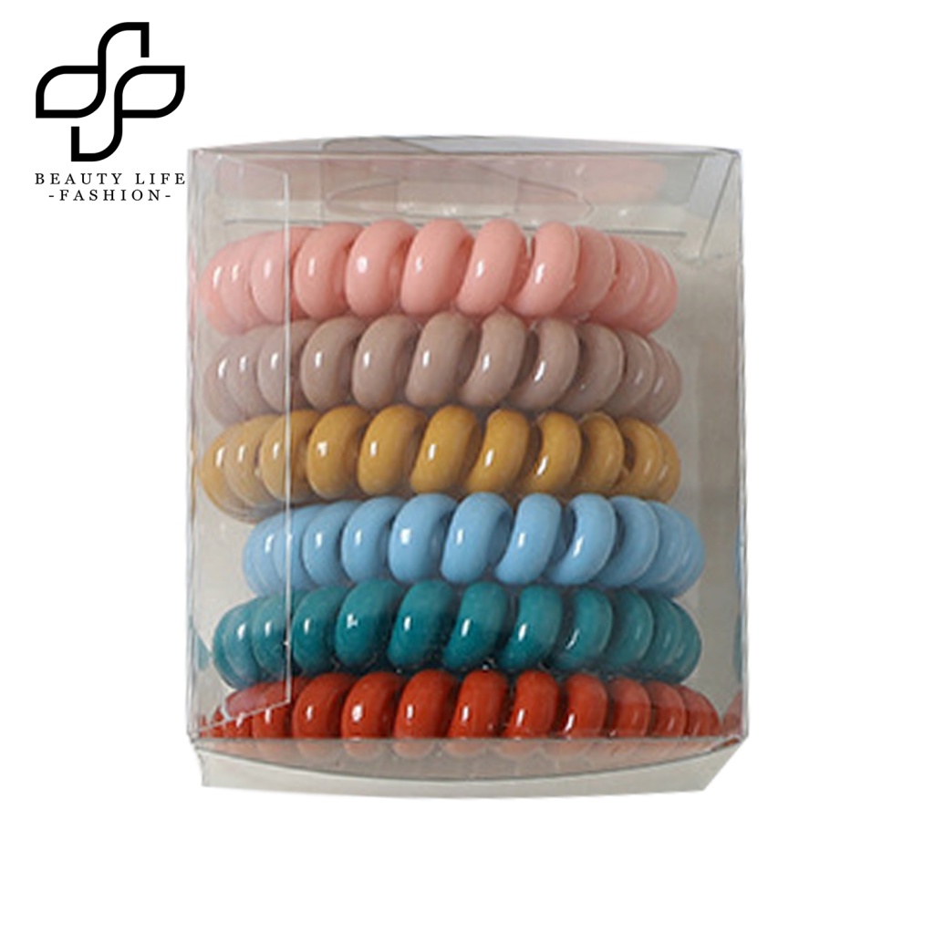 Bộ 6 Dây Buộc Tóc Đuôi Ngựa Màu Sắc Tươi Sáng Không Để Lại Dấu Vết Tiện Dụng Cho Gia Đình