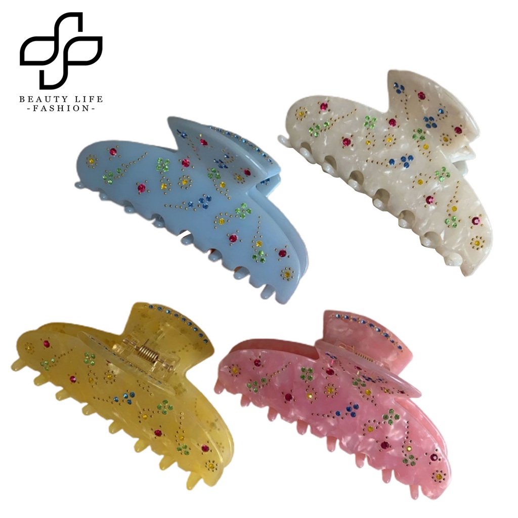 Kẹp Tóc Càng Cua Đính Đá Hình Hoa Màu Sắc Ngọt Ngào Thời Trang