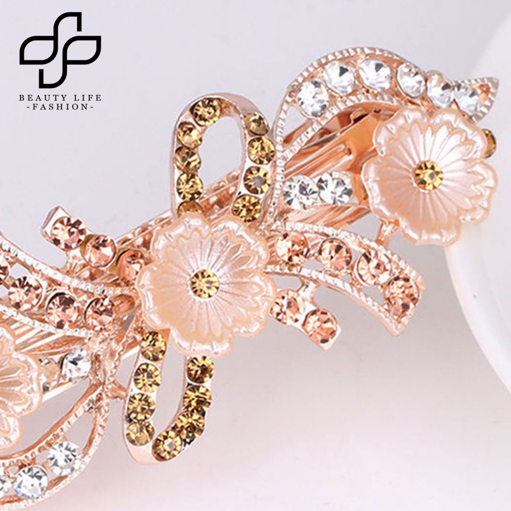 Kẹp Tóc Hình Hoa Đính Đá Lấp Lánh Sang Trọng Chống Trượt