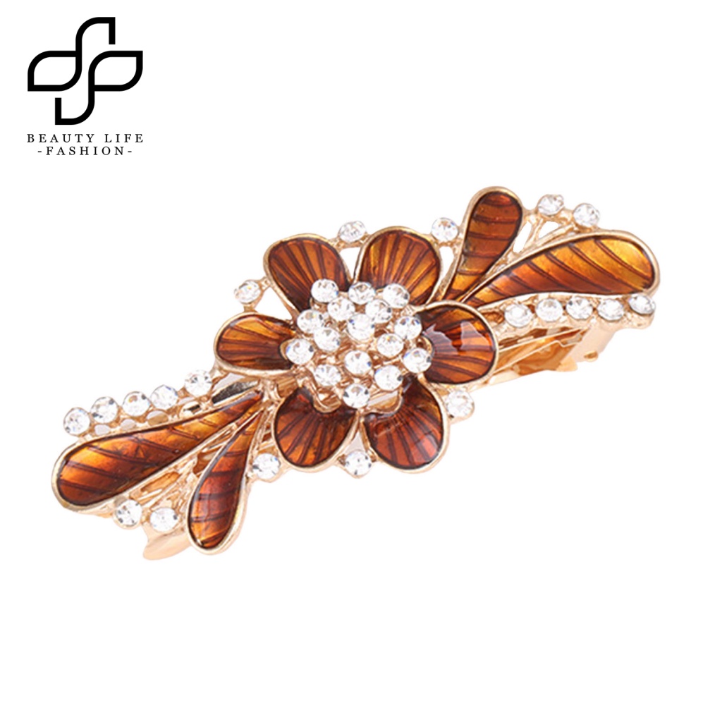 Kẹp Tóc Hình Hoa Đính Đá Lấp Lánh Chống Trượt Thời Trang Cho Nữ
