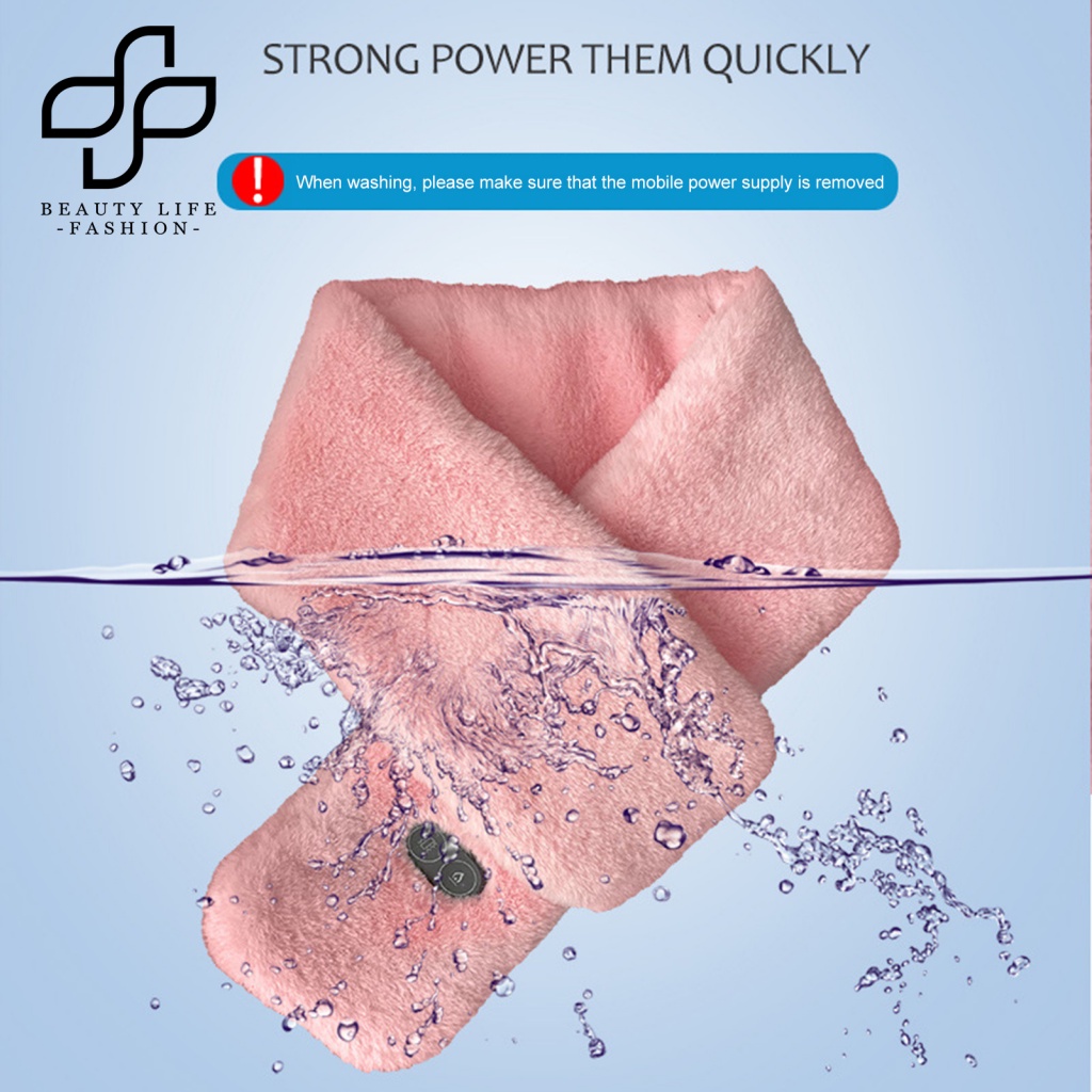 Khăn Choàng Cổ Bằng Lông Thỏ Giả Giữ Ấm Có Thể Sạc Lại Cổng USB Thời Trang Mùa Đông Cho Nữ