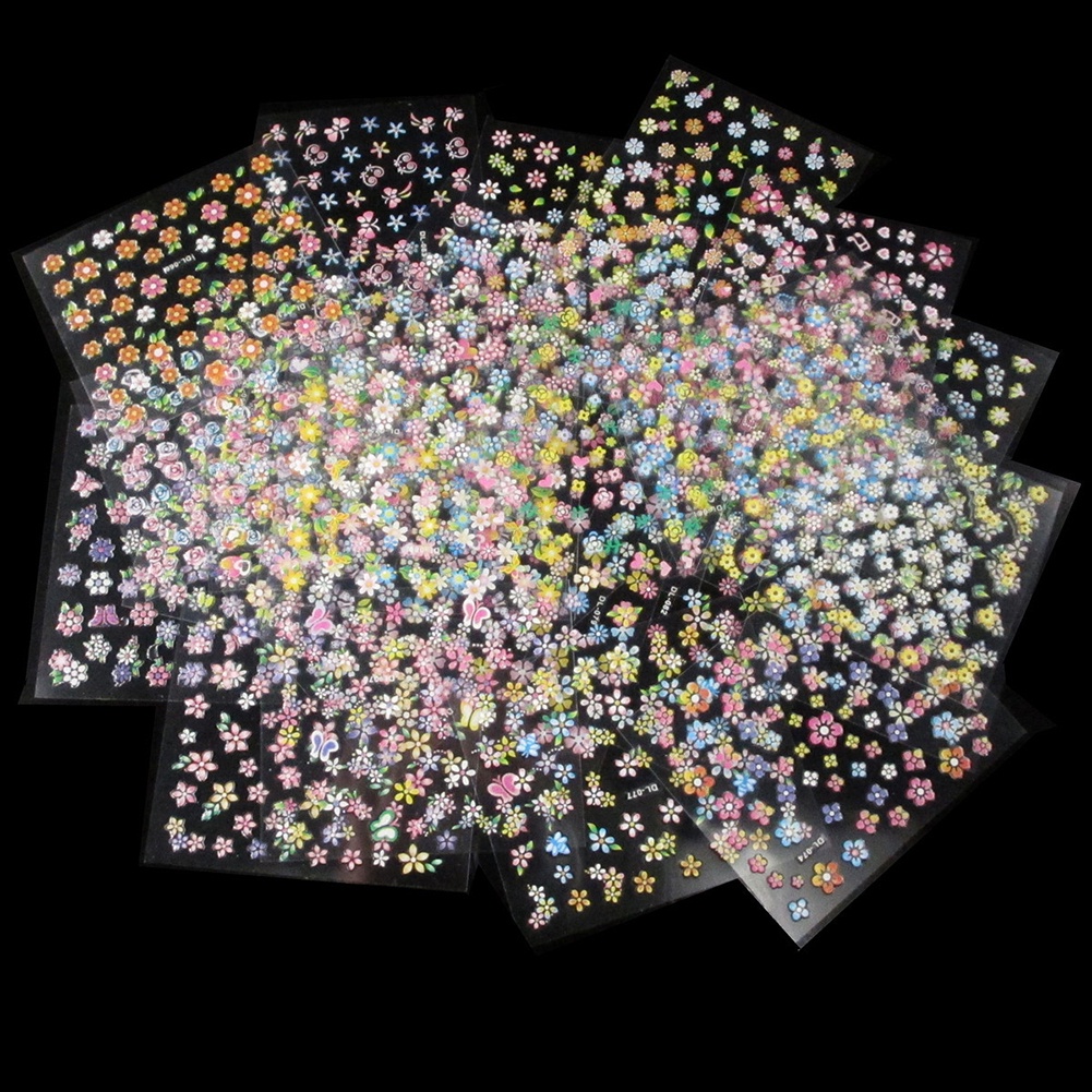 Set 30 Tấm Hình Dán Hoa 3D Trang Trí Móng Tay Nghệ Thuật