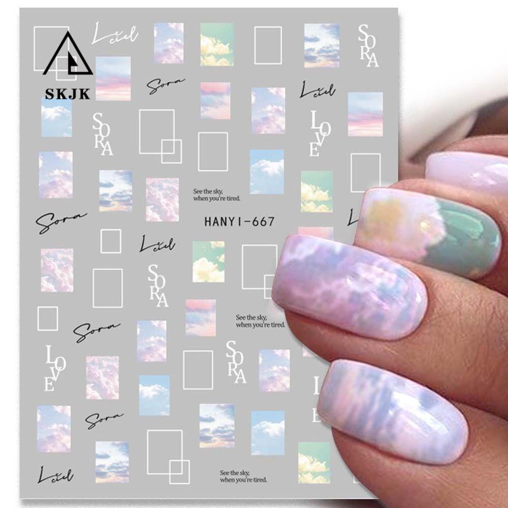 Miếng Dán Trang Trí Móng Tay In Chữ Tiếng Anh / Hoa Xinh Xắn