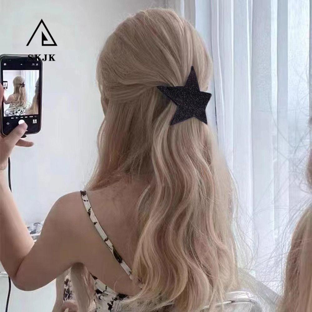 Kẹp Tóc Họa Tiết Kẻ Sọc / Ngôi Sao / Hình Học Thời Trang Hàn Quốc Ngọt Ngào Y2K