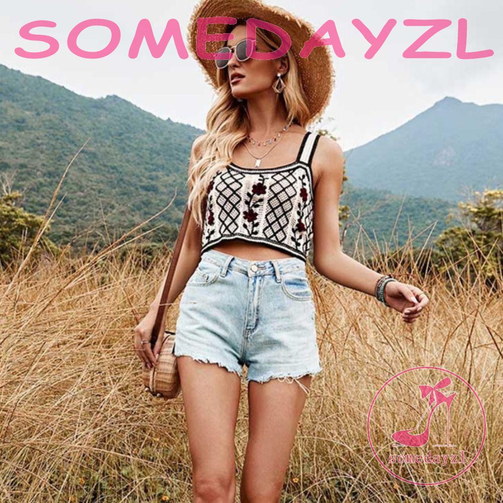 Áo Cotton Ngắn HọA TiếT Caro In Hoa ThờI Trang Cho Nữ