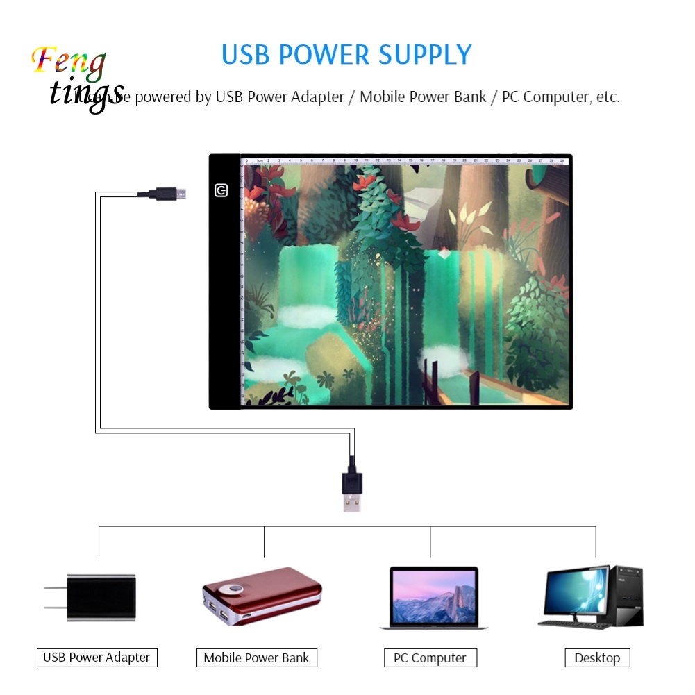 Bảng Vẽ Đèn LED Khổ A4 Kèm Thang Đo Tiện Lợi