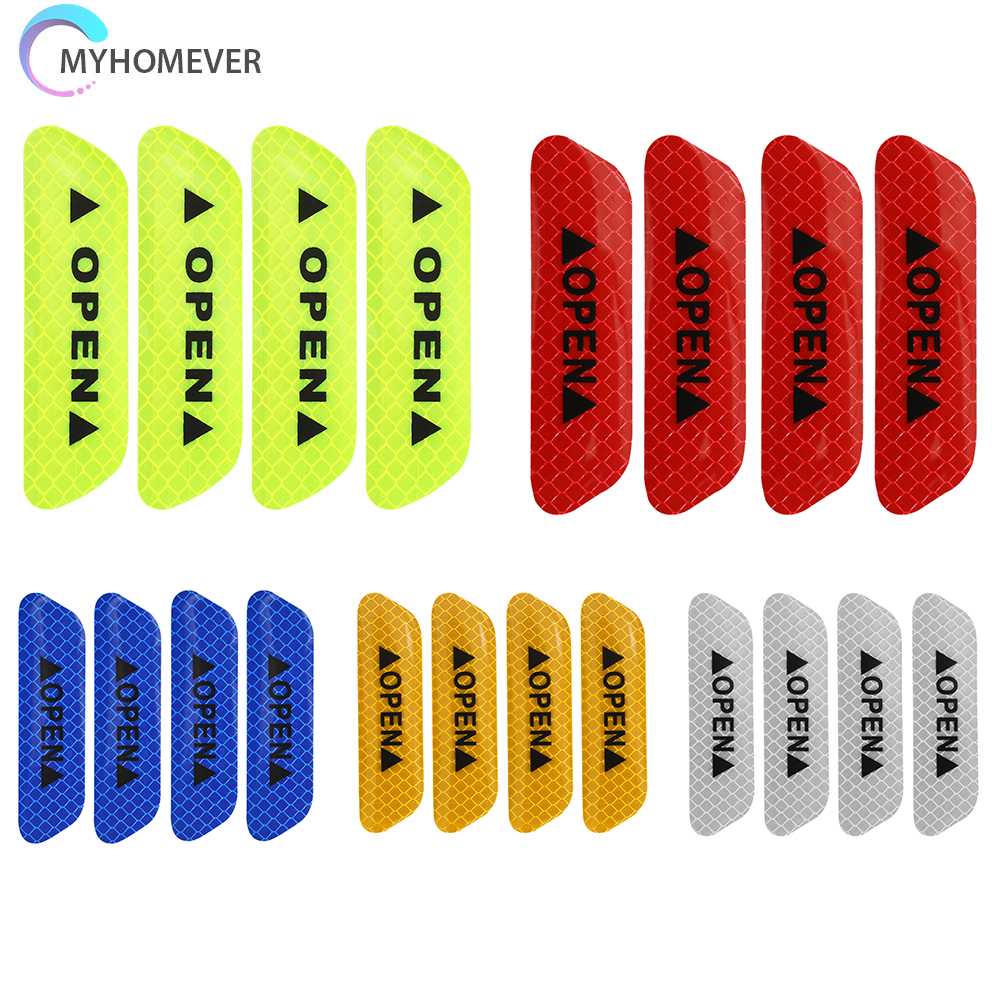 Bộ 4 Miếng Dán Phản Quang Trang Trí Cửa Xe Hơi Tiện Dụng