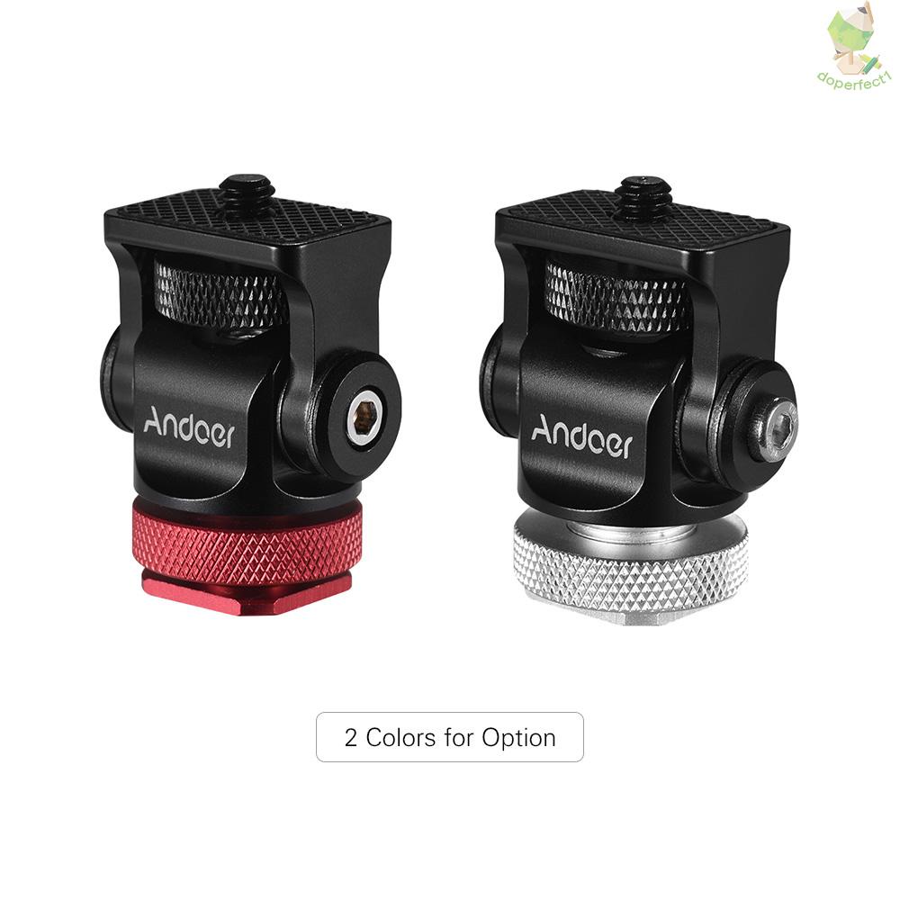 Andoer 180° Rotary Mini Ball Head Ballhead Hot Flash Shoe Mount Adapter 1/4 Inch Screw with Wrench for DSLR Camera Micro   Came-6.5