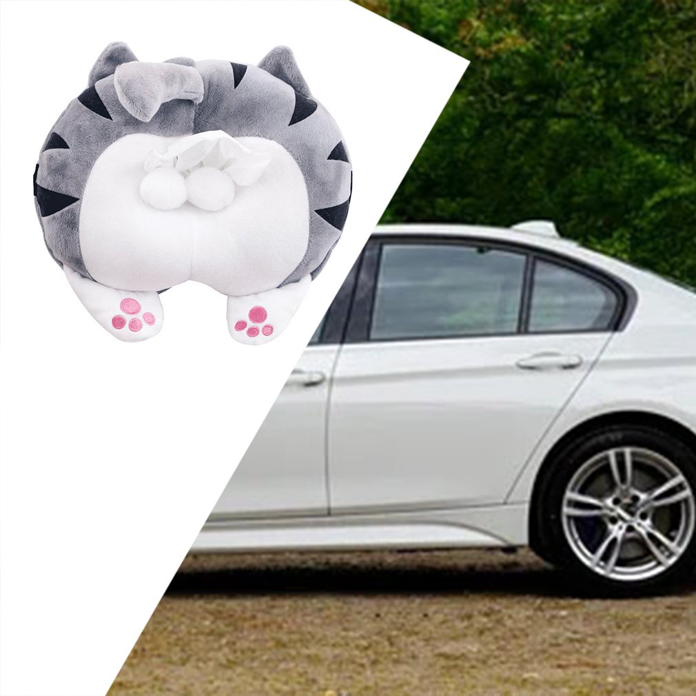 Car Tissue Box Cartoon Creative Armrest Paper Plush Cat Portable Hand [Q/11]