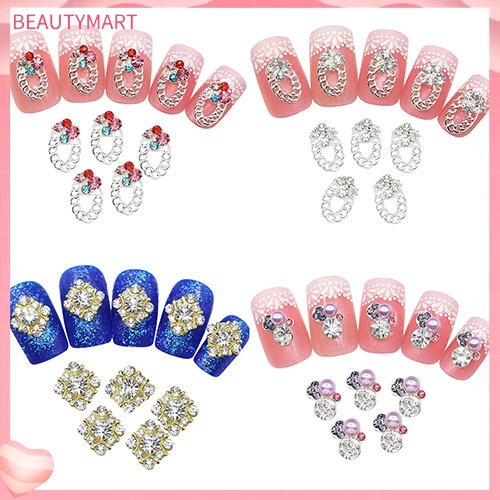Bộ 10 Miếng Dán Móng Tay Nghệ Thuật Bằng Hợp Kim Đính Đá Pha Lê Xinh Xắn DIY
