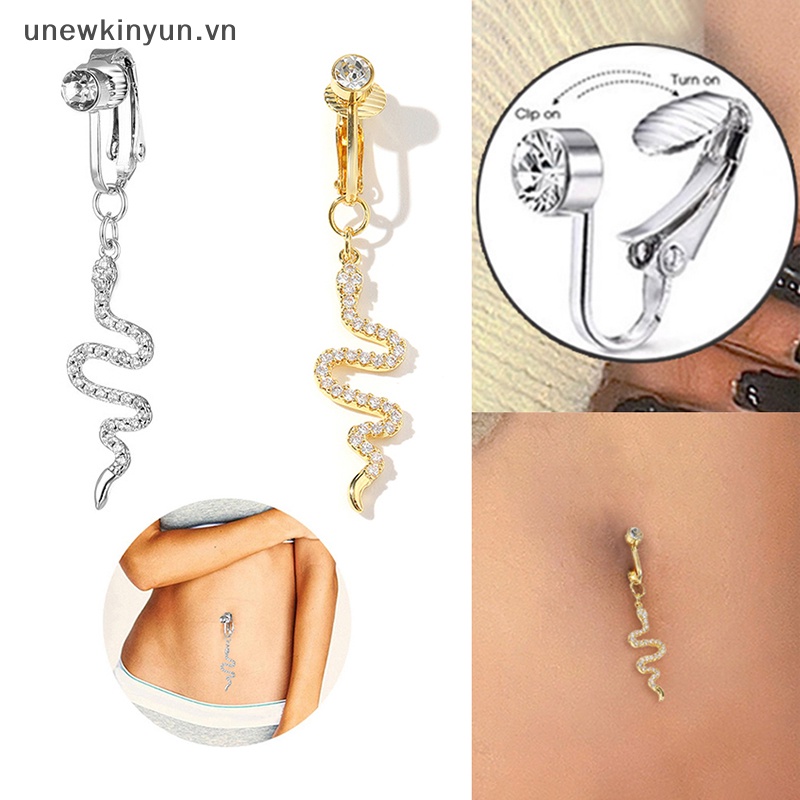 Khuyên Rốn Dạng Chuỗi Rắn Đính Đá Zircon Giả Không Cần Xỏ Khuyên Cho Nữ