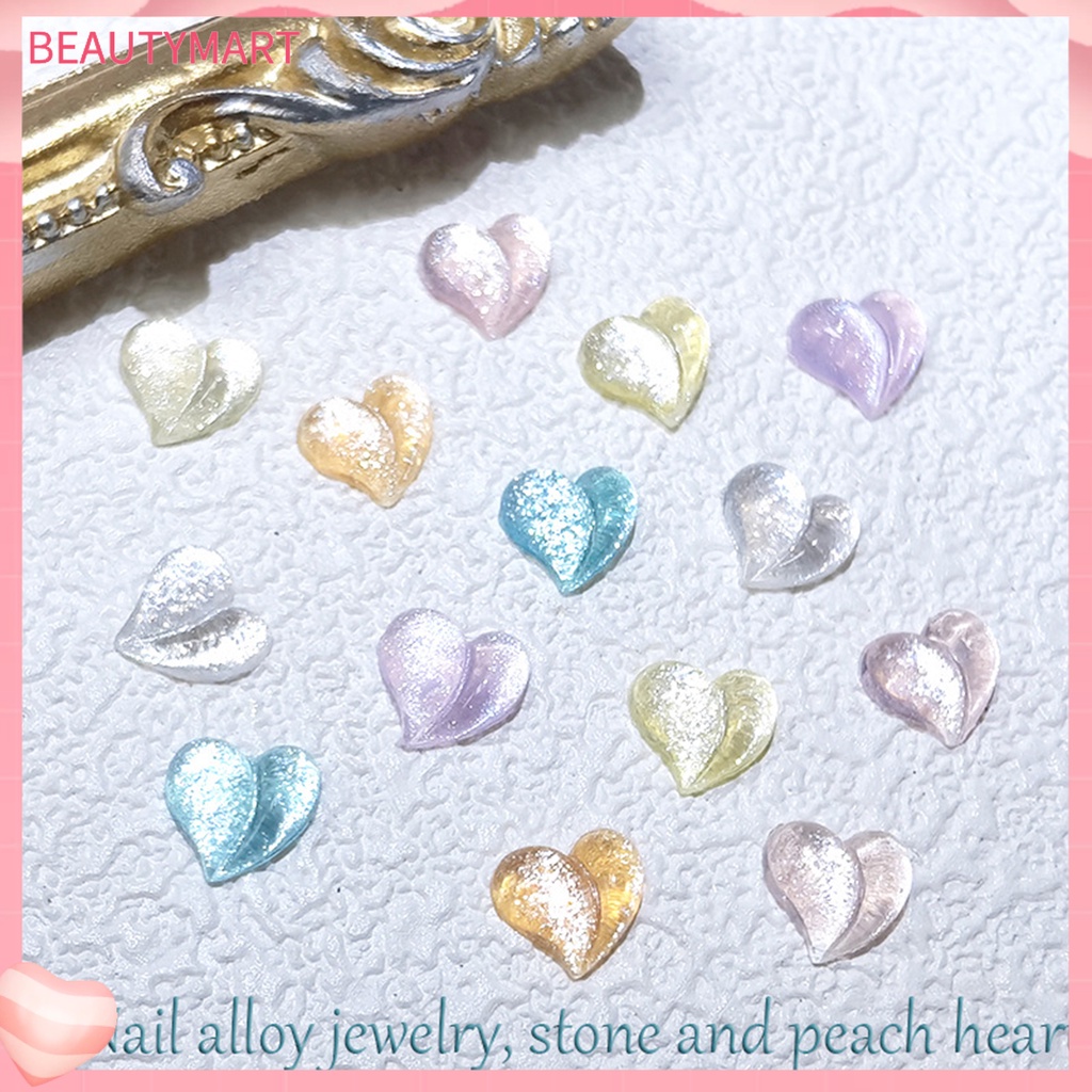 Bộ 50 Phụ Kiện Trang Trí Móng Tay Hình Trái Tim 3D Xinh Xắn