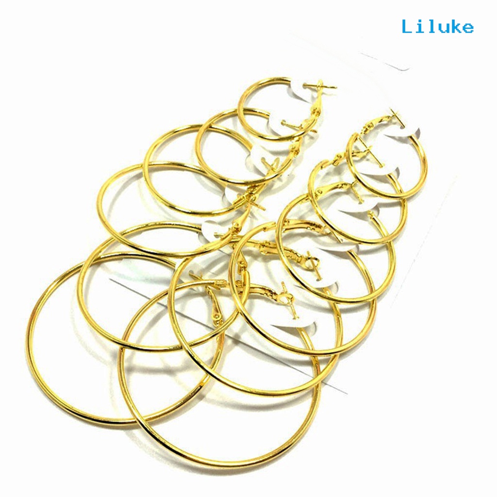 Set 6 Đôi Khuyên Tai HìNh VòNg TròN ThờI Trang Cho Nữ