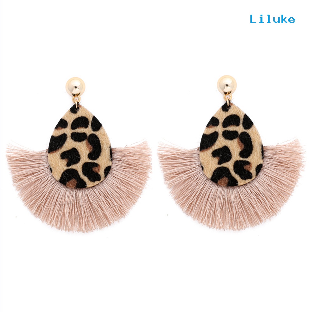 Đôi Khuyên Tai HìNh QuạT HọA TiếT Da BáO ThờI Trang Cho Nữ