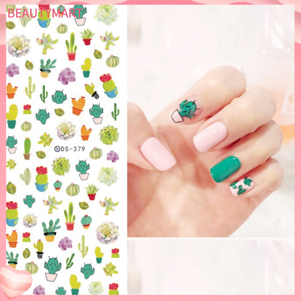 Miếng Dán Trang Trí Móng Tay Chuyển Nước Họa Tiết Mèo Và Đầu Lâu Phong Cách Harajuku