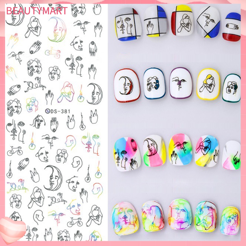 Miếng Dán Trang Trí Móng Tay Chuyển Nước Họa Tiết Mèo Và Đầu Lâu Phong Cách Harajuku