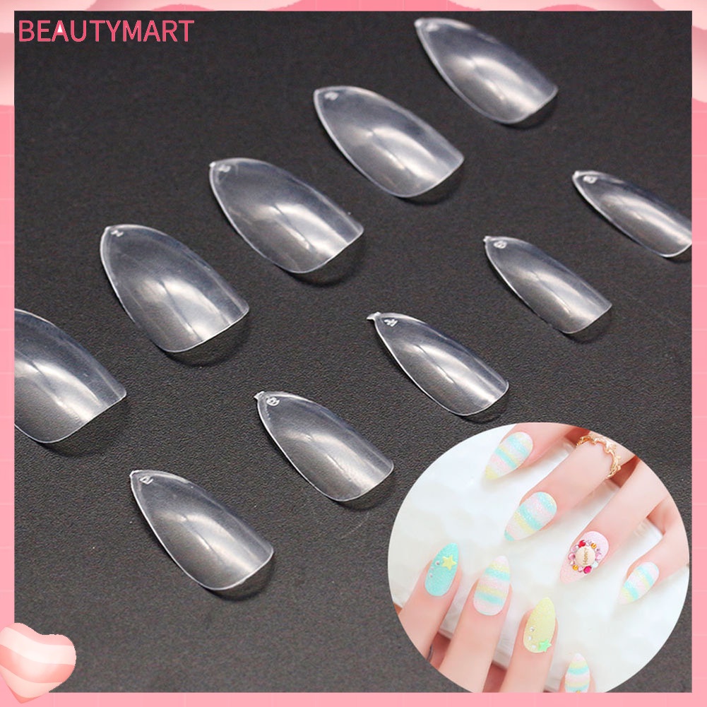 Bộ 500 Móng Tay Giả Hình Oval Đầu Nhọn Bằng Acrylic Toàn Diện DIY