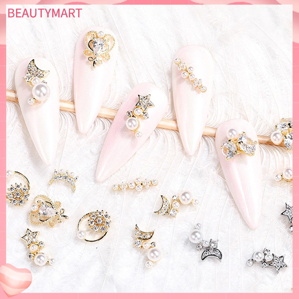 Set 2 Phụ Kiện Trang Trí Móng Tay Đính Đá Zircon Sang Trọng