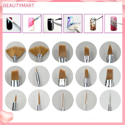 Bộ 15 Cọ Vẽ Móng Tay Nghệ Thuật Màu Hồng Họa Tiết Chấm Bi