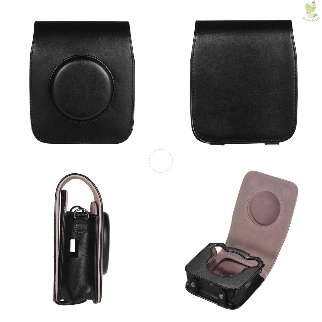 Portable PU Leather Camera Case Bag with Shoulder Strap Compatible with Fujifilm Fuji Instax SQ20 Instant Camera   Came-6.5