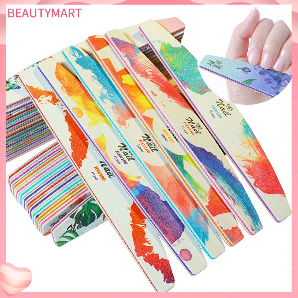 Set 6 Cây Dũa Móng Hai Mặt Hình Bán Nguyệt Nhiều Màu Sắc Chuyên Nghiệp Dành Cho Nữ