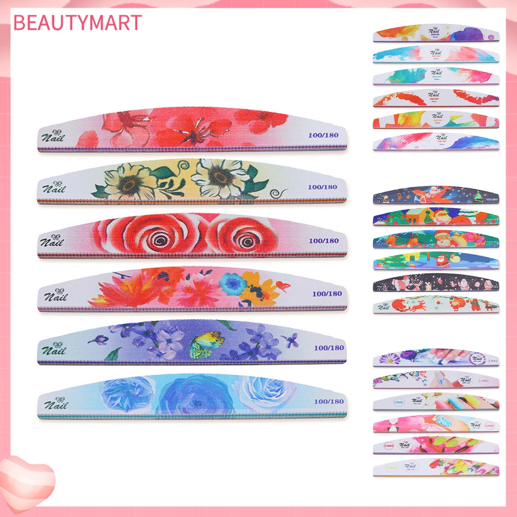 Set 6 Cây Dũa Móng Hai Mặt Hình Bán Nguyệt Nhiều Màu Sắc Chuyên Nghiệp Dành Cho Nữ