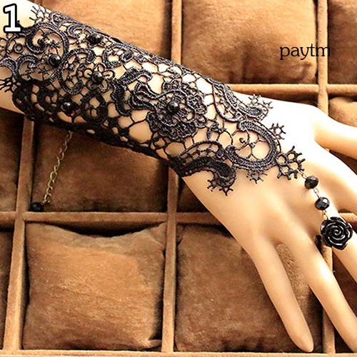 Vòng Tay Ren Đính Ngọc Trai Nhân Tạo Kèm Nhẫn Phong Cách Vintage Dành Cho Cô Dâu