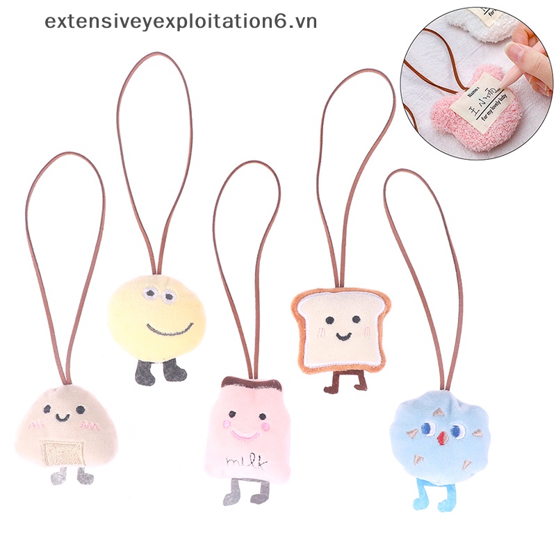 [EE] Nhãn Dán Trang Trí Túi Xách / Móc Khóa Hình Bánh Mì Trứng / Bình Sữa Ăn Dặm Nhồi Bông Chống Thấ